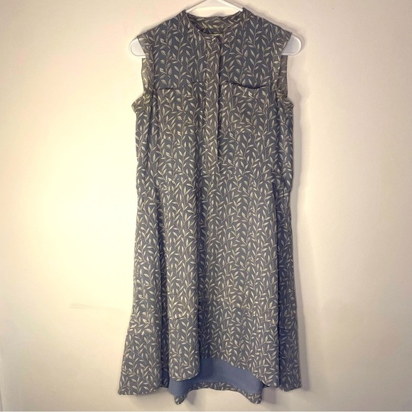Madewell Dresses & Skirts - Madewell Grey Willow Leaf Print Sleeveless Sack Midi Dress Frilly Fairy Size 00